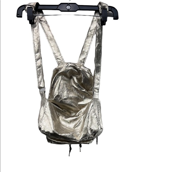 Victoria’s Secret Pink Mini Metallic Gold Shimmer Backpack Academia Travel Bag - Picture 2 of 16